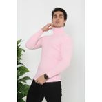 Erkek Kaşkorse Boğazlı Full Likralı Fitilli Body Kazak - Toz Pembe - Standart