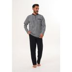 Erkek Kazayağı Desen Patlı Beyaz Pijama Takımı 8035