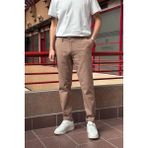 Erkek, Keten dokuma, Pamuklu kumaş, Regular fit, Mevsimlik Pantolon 294 - Kahve - 30