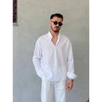 Erkek Keten Fresh Oversıze Gömlek - Beyaz