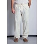 Erkek Keten Görünümlü Beli Lastikli Baggy Pantolon Bej