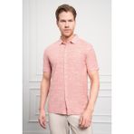 Erkek Kiremit Trend Apaçi Yaka Dynamic Fit Kısa Kollu Gömlek - 2XL
