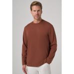 Erkek Kiremit Trend Bisiklet Yaka Rayon Sweatshirt