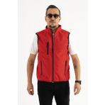 Erkek Kırmızı Slim Fit Dar Kesim içi Polar Outdoor Softshell Yelek