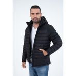 Erkek Kısa Çıkarılabilir Kapşonlu Dolgulu Su Itici Klasik Şişme Mont 9710 - 3XL - Siyah