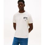 Erkek Kısa Kol Bisiklet Yaka NYC Yazı Desen Sarı T-Shirt MW0MW40427-Z00