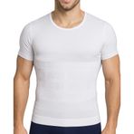 Erkek Kısa Kollu Korse Atlet Göğüs Jinekomasti ve Göbek Karın Toparlayıcı Fit Görünüm - Elilom (Beyaz, 2XL)
