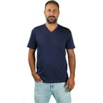 Erkek Kısa Kollu V Yaka Tişört - 01L-Lacivert - 3XL