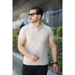 Erkek Kısa Kollu Yakalı Tişört - Bej - 2XL