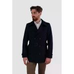 Erkek Kısa Kruvaze Trençkot Slim Fit 4030-Lacivert