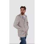 Erkek Kısa Kruvaze Trençkot Slim Fit 4030-Taş