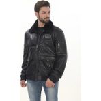 Erkek Kışlık Derimont Şık Tarz Erkek Bomber Ceket Siyah Hakiki Kuzu Derisi El Yapımı Pilot Mont - 2XL