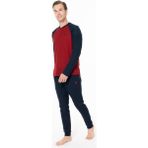 Erkek Kışlık Renk Ev Giyim Pijama Takım Alt Üst Takım - Bordo - XL