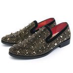 Erkek Klasik Derbys Elbise Ayakkabıları Resmi Sürüş Loafer Oxfords Düğün Parti Ayakkabıları Üzerinde Kayma, altın, 11 UK
