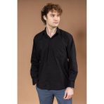 Erkek Klasik Düz Dakron Uzun Kollu Regular Kalıp Baba Kumaş Gömlek 8130 - XL - Siyah