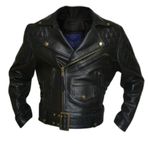 Erkek Klasik Retro Motosiklet ceketi - Erkek Kapitone Yan Bağcıklı Siyah Bisikletçi Deri Ceket, siyah, XS
