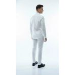 Erkek Klasik Slim Fit Gömlek – Nefes Alan Kumaş, Şık Ofis Gömleği, Beyaz/Siyah