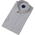 Erkek Klasik Tek Cepli Kısa Kol Gömlek BGL-ST04554 - Açık Gri - 2XL