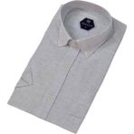 Erkek Klasik Tek Cepli Kısa Kol Gömlek BGL-ST04558 - Açık Gri - 2XL