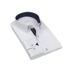 Erkek Klasik Uzun Kol Keten Cotton Hediye Kutulu Gömlek - Beyaz L Beyaz - Lacivert