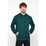 Erkek Koyu Yeşil Basic Kapüşonlu Regular Fit Normal Kesim 2 İplik Kumaş Günlük Sweatshirt