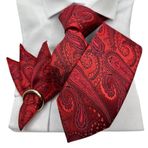 Erkek Kravat Mendil Seti, (KIRMIZI)