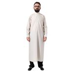 Erkek Krem Çınar Hac ve Umre Kıyafeti Boydan Uzun Dagron Kumaş Fistan Krem 3XL