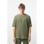 Erkek Krinkıl Oversize T-Shirt - Haki