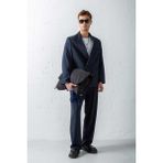 Erkek Kruvaze Düğmeli Oversize Takım Elbise Lacivert - XL - Relax Fit
