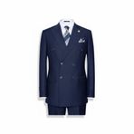 Erkek Kruvaze Takım Elbise, Çift Sıra Düğmeli, Klasik Kesim, Resmi Giyim, Slim Fit (lacivert, 56)