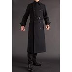 Erkek Kruvaze Yün Palto Kış Cromby - Tasarımcı Uzun Trençkot Kaşmir Parka Erkekler İçin, Napoleon Melton Yün Ceket Dar Model, XL
