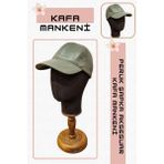 Erkek Kumaş Kafa Mankeni Peruk Mankeni Şapka ve Aksesuar Mankeni - Ceviz