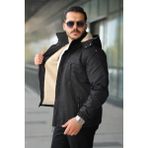 Erkek Kürklü Kışlık Mont Su ve Rüzgar Geçirmez - Siyah - XL