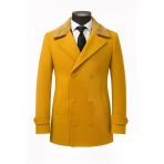Erkek Kürklü Yaka Kaşe Kaban – Slim Fit Çift Düğmeli Kışlık Mont