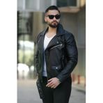 Erkek Kuzey Model Kemerli Baharlık Deri Ceket
