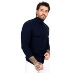 Erkek Lacivert Balıkçı Yaka Çizgili Slim Fit Örme Kazak 2100015