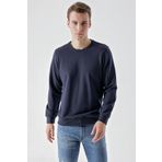 Erkek Lacivert Basic Bisiklet Yaka Sweat-Shirt