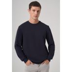 Erkek Lacivert Basic Bisiklet Yaka Sweatshirt