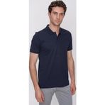 Erkek Lacivert Basic Düz %100 Pamuk Slim Fit Dar Kesim Kısa Kollu Polo Yaka Tişört