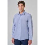 Erkek Lacivert Çizgili Regular Fit Sert Yaka Gömlek - 4XL