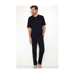 Erkek Lacivert Damat Çeyizlik 3lü Penye Pijama Takımı