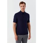 Erkek Lacivert Dar Kesim Slim Fit %100 Pamuk Düğmeli Polo Yaka Tişört