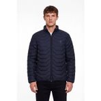 Erkek Lacivert Dar Kesim Slim Fit Dik Yaka Fermuarlı Mont