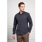 Erkek Lacivert - Kahve Trend Dynamic Fit İtalyan Yaka Gömlek