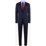 Erkek Lacivert Kareli Yünlü Slim Fit Takım Elbise - 52 / 6 - 6 Drop
