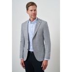 Erkek Lacivert Keten Dokuma Slim Fit Mono Yaka Ceket - 6 Drop - 54