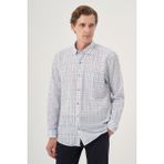Erkek Lacivert Keten Trend Regular Fit Dğmeli Yaka Gömlek - 3XL