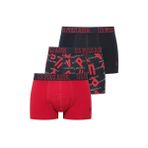 Erkek Lacivert - Kırmızı - Baskılı 3 lü Boxer