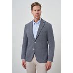 Erkek Lacivert Örme Slim Fit Mono Yaka Ceket