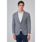 Erkek Lacivert Örme Trend Desenli Slim Fit Mono Yaka Ceket - 6 Drop - 50